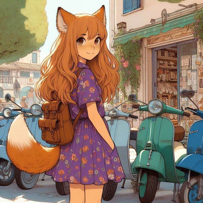  ! e08 -  !  , , Anime Art, , , , Original Character, Animal Ears, , , , , , Ginger & White, 