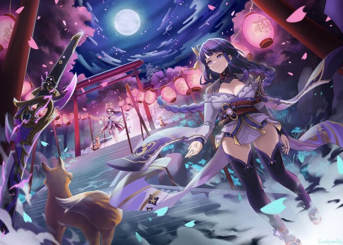    Genshin Impact, , Anime Art, Yae Miko (Genshin Impact), Raiden Shogun (Genshin Impact), , , , 
