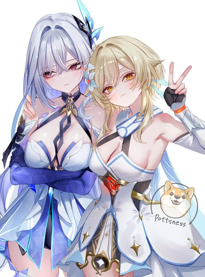    Anime Art, , Lumine (Genshin Impact), Skirk (Genshin Impact), Genshin Impact, Pottsness