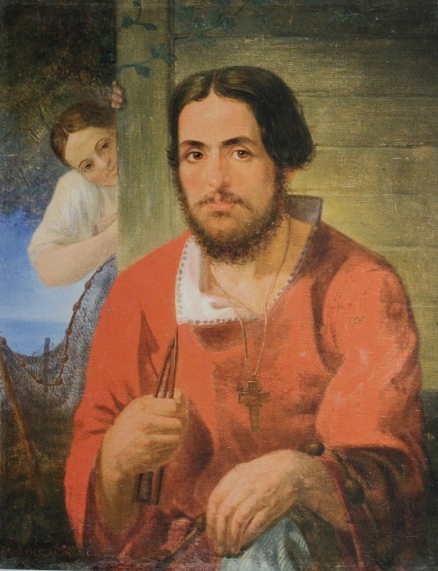 Рыбак. Около 1836 Холст на картоне, масло. 50 х 40. Воронежский музей изобразительных искусств им. И.Н. Крамского