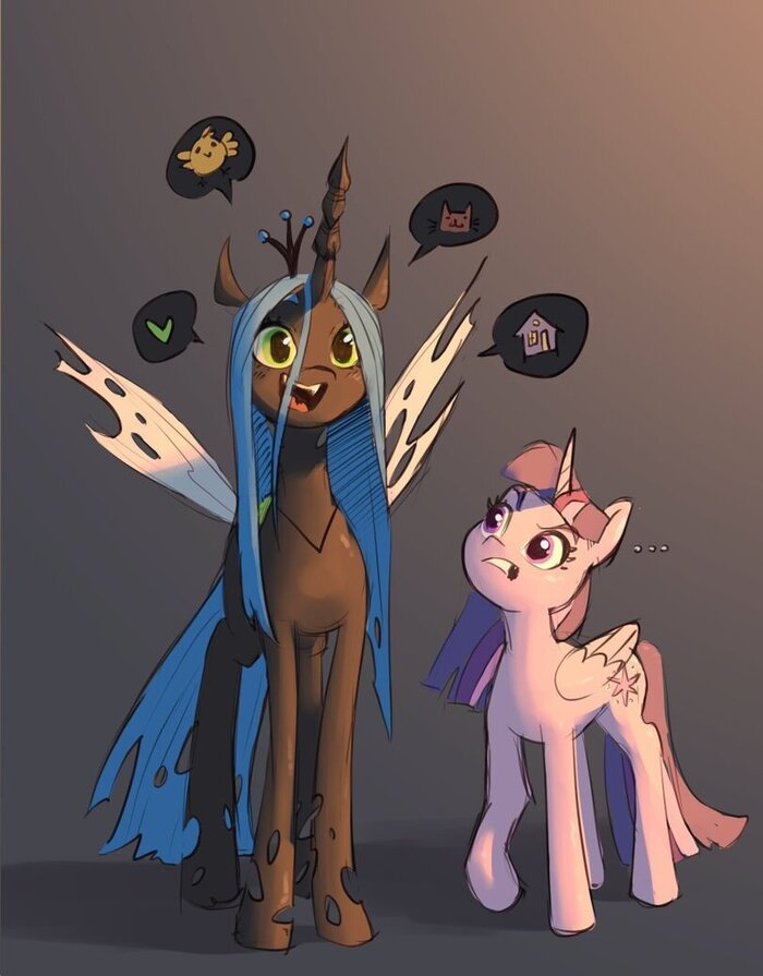 -      , ,    ! My Little Pony, Twilight Sparkle, Queen Chrysalis