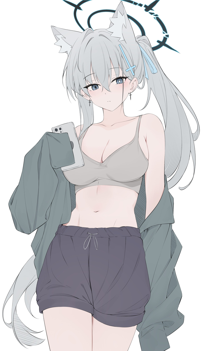    Blue Archive, Sunaookami Shiroko, , , , , Anime Art, Animal Ears,  , Shiroko Terror,   