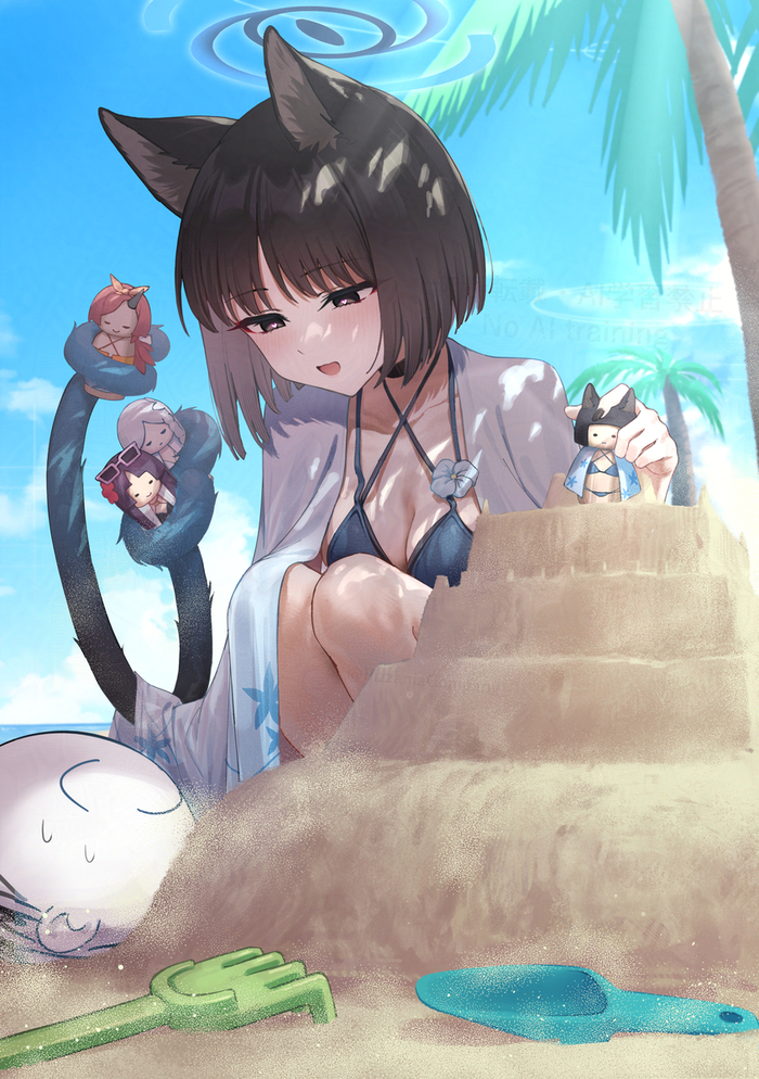   Anime Art, , Blue Archive, , Kikyou, Goryou Nagusa, Fuwa Renge, Kadenokouji Yukari, , Animal Ears