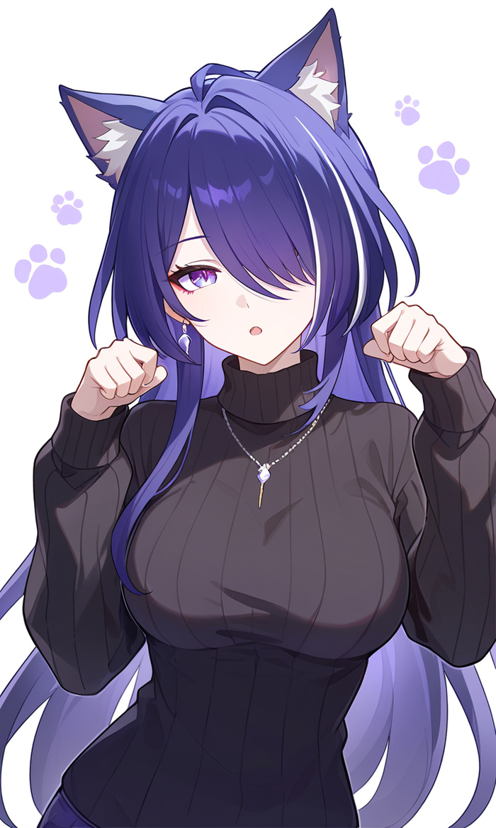 "?"  , Anime Art, , Animal Ears, Honkai: Star Rail, Acheron (Honkai: Star Rail)