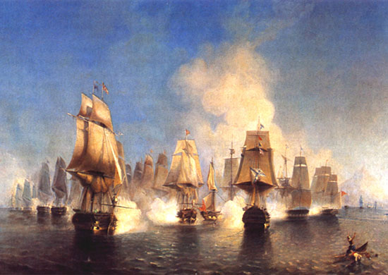 Афонское сражение 19 июня 1807 г. Худ. А. П. Боголюбов.