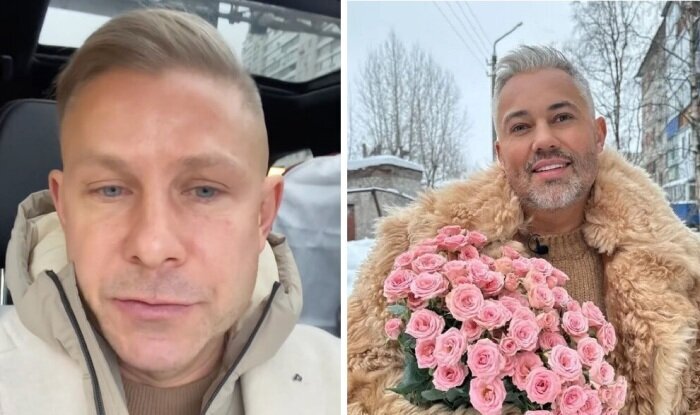 Митя Фомин, кадр видеоизвинения (слева), Александр Рогов (справа).