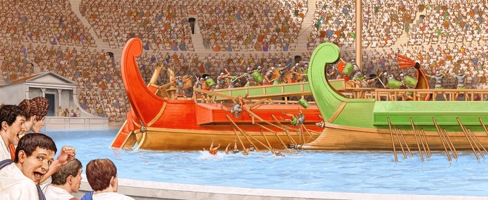 Навмахия в I-II веках. Художник: Michael Welply