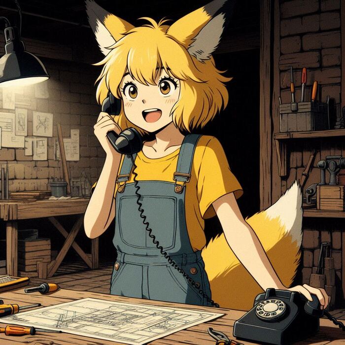      , , Anime Art,  , , , , Original Character, Animal Ears, , , , , Ginger & White, 