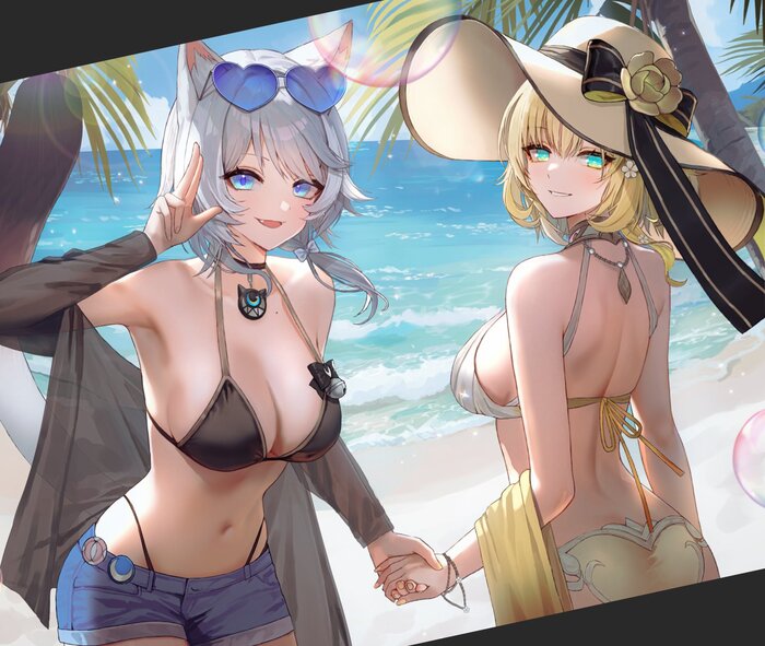 Cipher & Aglaea Anime Art, Honkai: Star Rail, Aglaea (Honkai: Star Rail), Cipher (Honkai: Star Rail), Animal Ears, , ,   