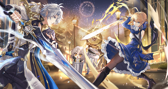 King vs. King Honkai: Star Rail, Saber, Phainon (Honkai: Star Rail), Stella, Fate, Anime Art, 