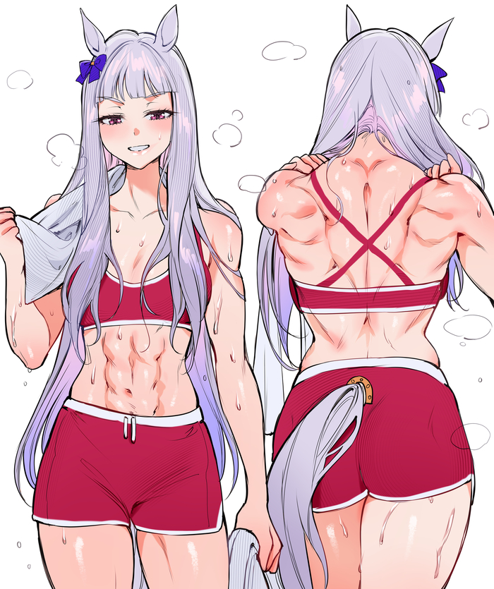 Gold Ship , Anime Art, , Uma Musume Pretty Derby, Gold ship, Muscleart,  , Animal Ears, Qiandaiyiyu, , Gym uniform
