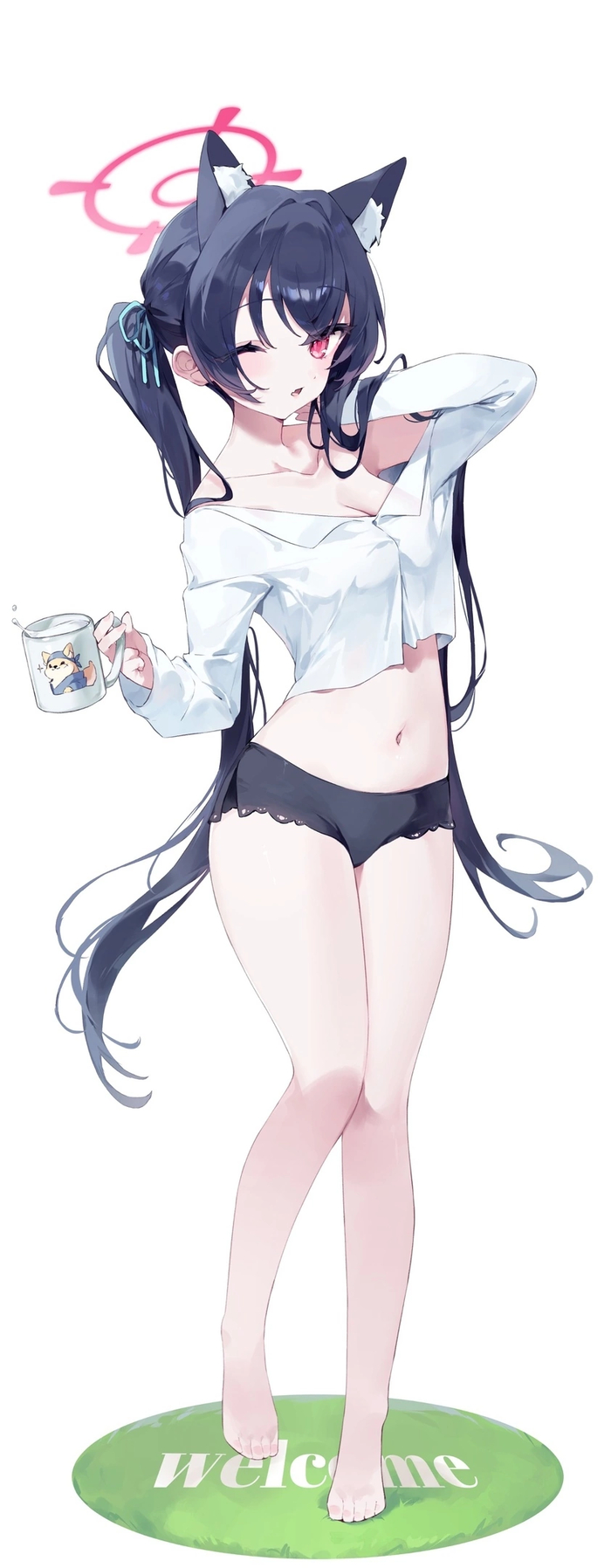 LSCRFON_078 Serika , Anime Art, Blue Archive, Kuromi Serika, Animal Ears, ,   