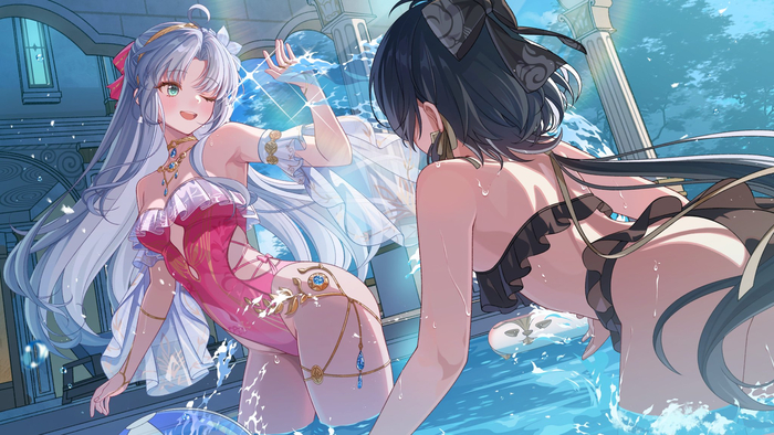 Splashing Summer! Anime Art, Wuthering Waves, Carlotta (Wuthering Waves), Rover Female (Wuthering Waves)