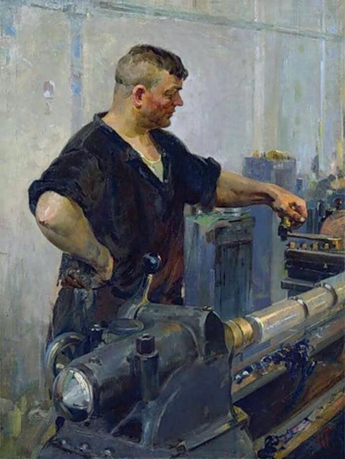 Исаак Иосифович Тартаковский. "У станка". 1956 г.