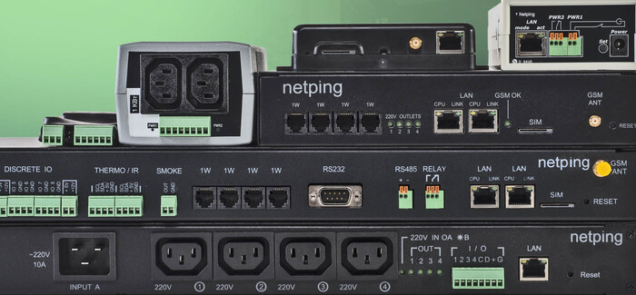 Рисунок 9. Оборудование российского вендора Netping для управления питанием, перезагрузкой оборудования по хитрым алгоритмам, мониторинга десятков параметров. Может управляться по СМС при отсутствии сети и рассылать алярмы в том числе по СМС