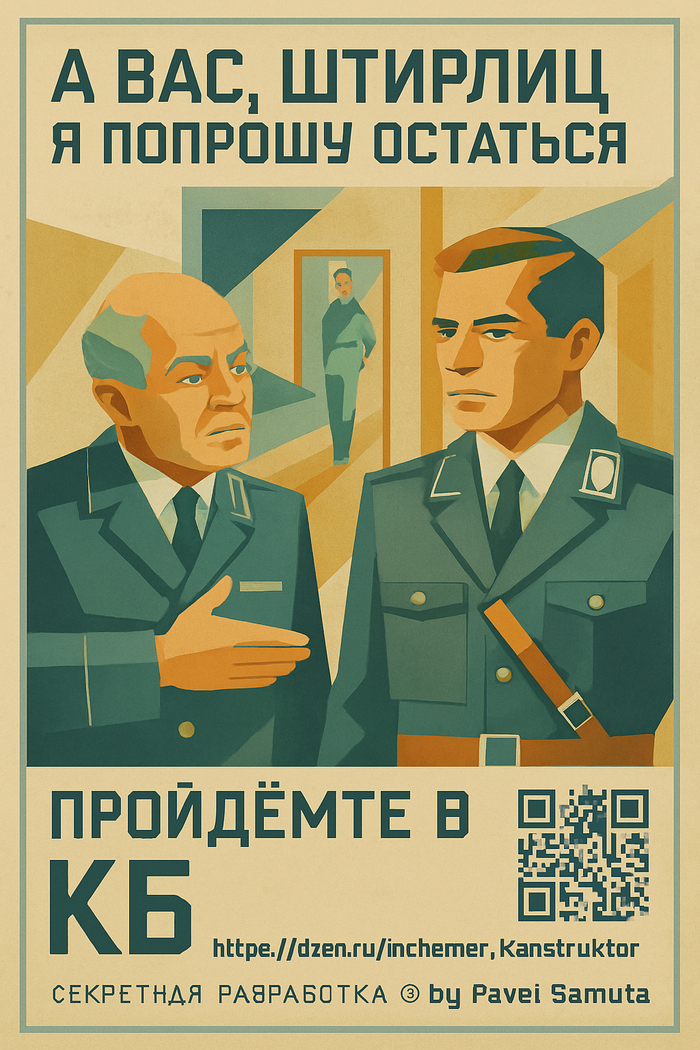 А вас Штирлиц я попрошу остаться, пройдемте в КБ. Нам нужна Секретная разработка