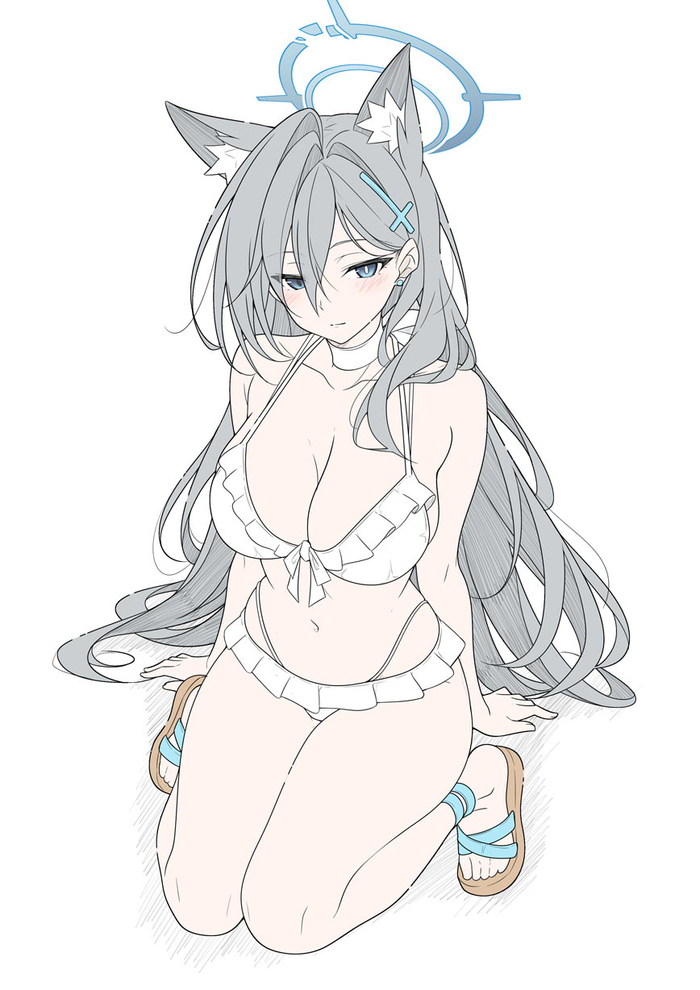Terror Anime Art, , Blue Archive, Shiroko Terror, T1kosewad, Animal Ears, 