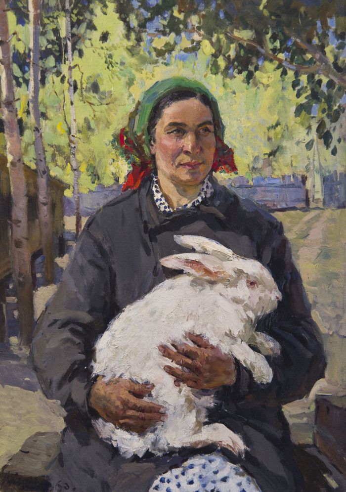 Куделькин Виктор Иванович. "Портрет бригадира кролиководческой фермы Е. П. Макаровой". 1960 г.