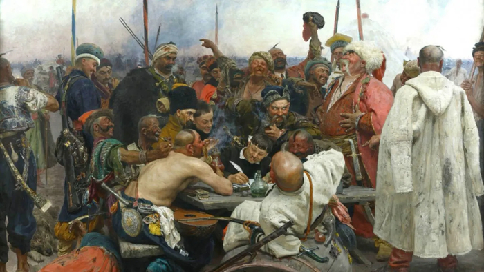 Самое известное художественное произведение на тему Запорожской Сечи — картина Репина «Запорожцы», 1891 год