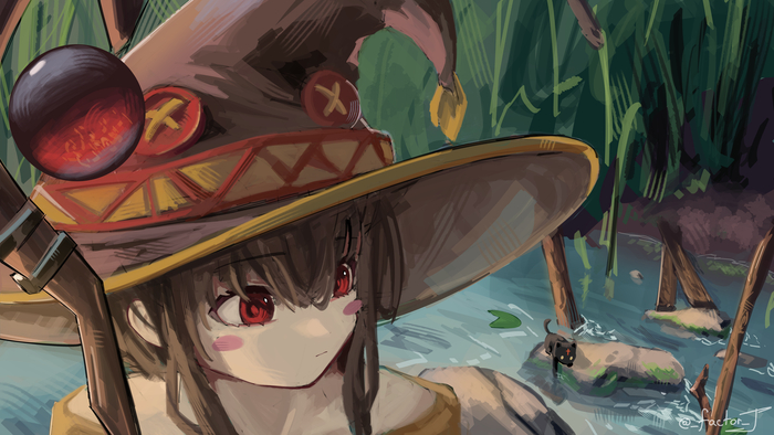 Megumin , Anime Art, Konosuba, Megumin, Chomusuke