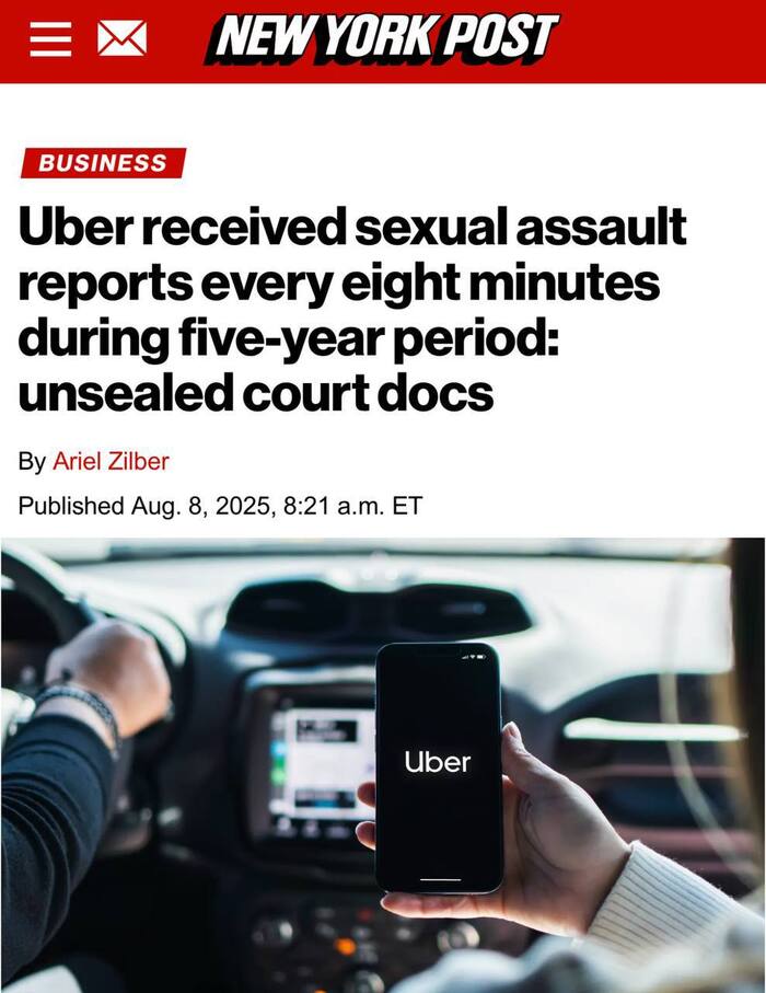 Каждые 8 минут в Uber США фиксировали жалобы на сексуальные домогательства — судебные документы раскрыли шокирующую цифру корпорации