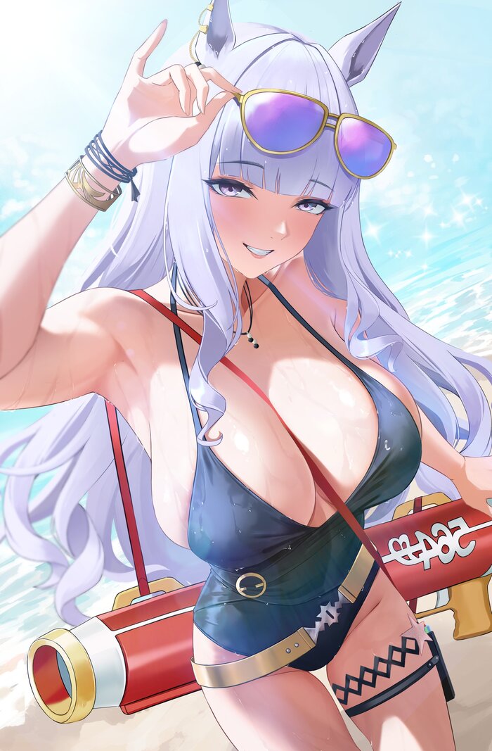 Gold Ship , Anime Art, Uma Musume Pretty Derby, Gold ship, , Animal Ears, One-piece swimsuit, ,  