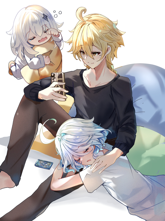  Pixiv, , Anime Art, Aether (Genshin Impact), Genshin Impact, Paimon (Genshin Impact), Furina (Genshin Impact)