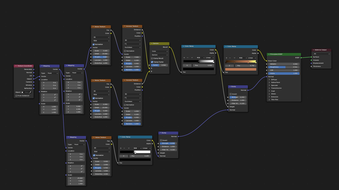 Ноды дерева, но думаю тут косяк есть: так как нижняя часть где 4 самые нижние ноды - ничего не происходит. Но вроде деревяшка стала больше деревяшкой, чем раньше