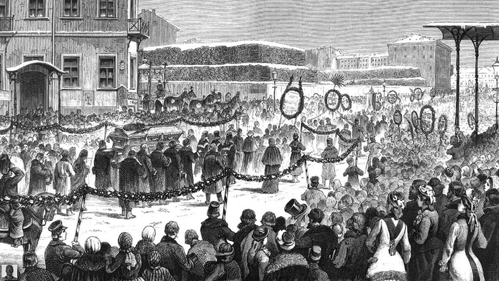 Похороны Ф.М. Достоевского. Рисунок В. Порфирьева. 1881 год.