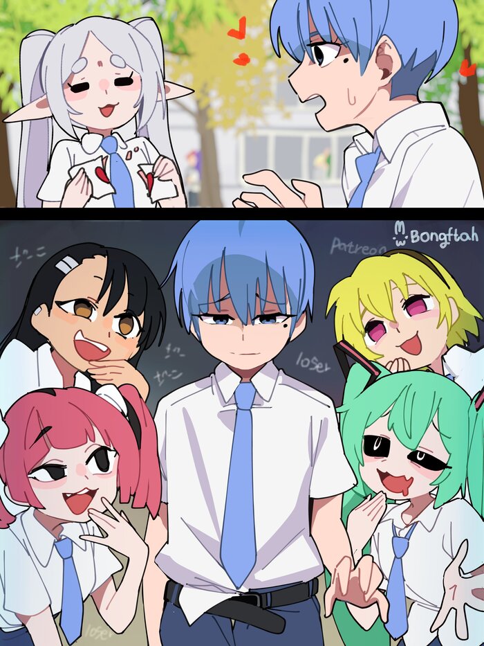   ! , Anime Art, Frieren, Himmel, Hayase Nagatoro, Hatsune Miku, Hojo Satoko, Vocaloid, , Ijiranaide Nagatoro-san, Sousou no Frieren