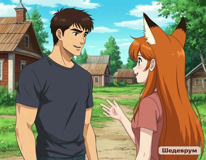 Очередная часть фанфика - неожиданный гость, и новая семья Арты нейросетей, Контент нейросетей, Шедеврум (Яндекс), Милота, Anime Art, Animal Ears, Уши, Хвост, Кицунэ, Фанфик, Мужчины и женщины, Дочь, Юмор, Длиннопост