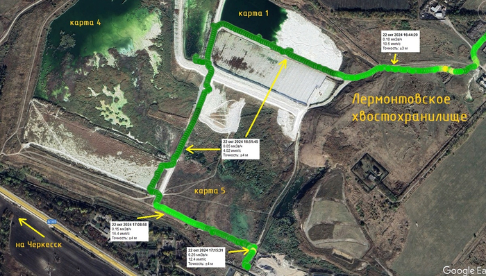 Гамма-съёмка в восточной части Лермонтовского хвостохранилища.
