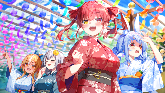    Hololive, Virtual YouTuber, Houshou Marine, Usada Pekora, Shirogane Noel, Flare Shiranui, Anime Art, , , , 