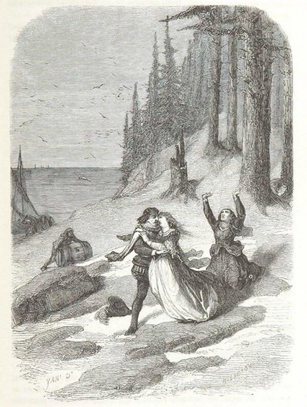 Маргерит ее служанка и любовник высаживаются на острове Демонов.