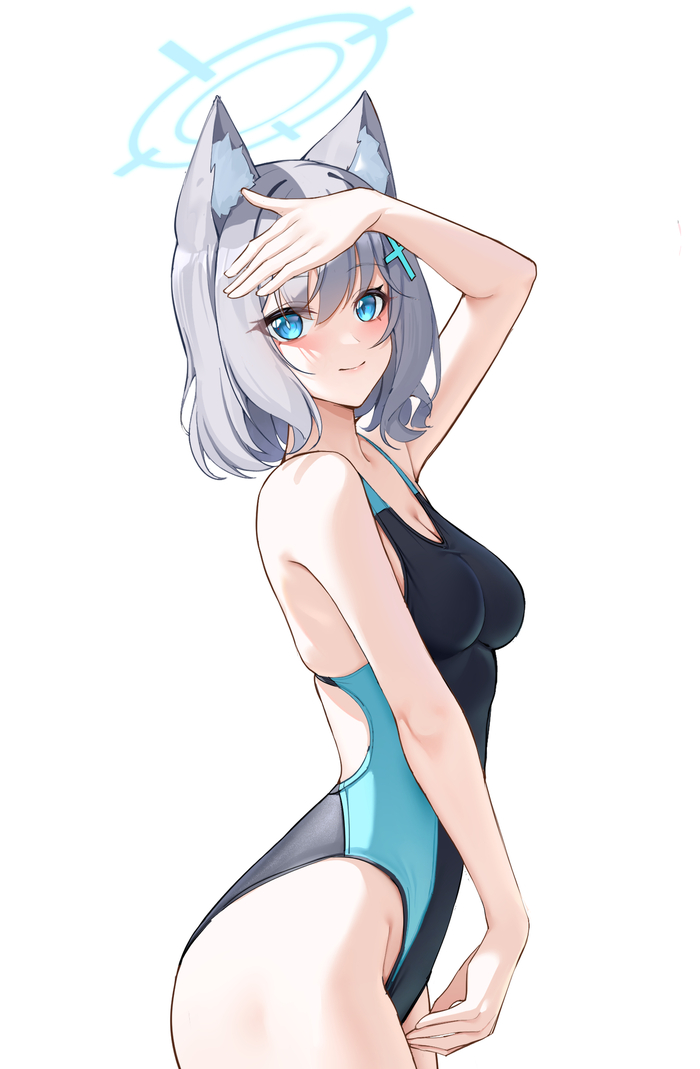 Shiroko Anime Art, , Blue Archive, Sunaookami Shiroko, Animal Ears, 