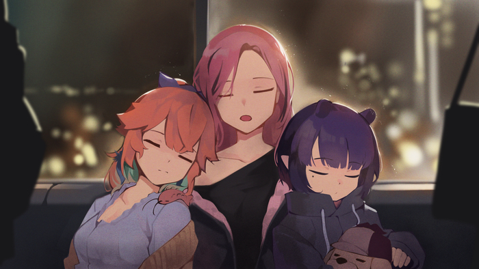 Myth , Anime Art, Virtual YouTuber, Hololive, Ninomae Inanis, Mori Calliope, Takanashi Kiara, Watson Amelia, Gawr Gura