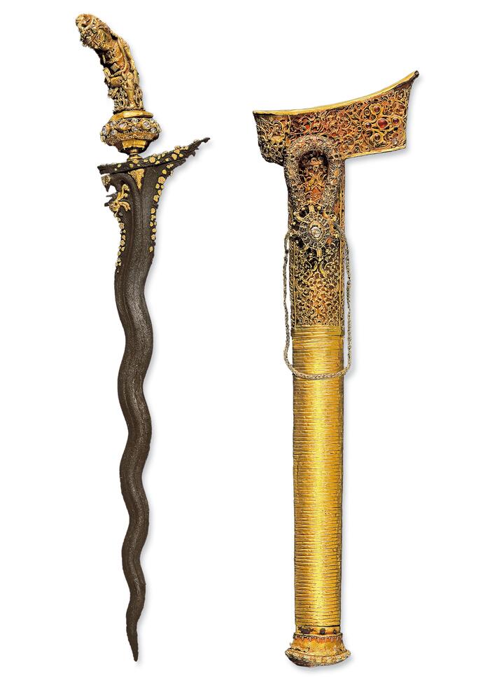 Крис в золотых ножнах с бриллиантами. Индонезия, XVII век. Художественная галерея Южной Австралии.