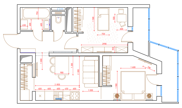 В состав дизайн-проекта входит планировка и зонирование