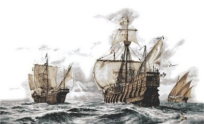 Примерный вид испанских кораблей эпохи освоения Нового Света.