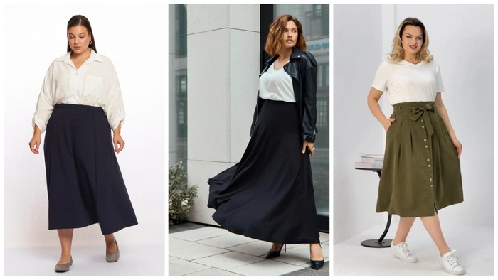 5 трендовых юбок на осень 2025 для женщин PlusSaze, чтобы вытянуть фигуру, скрыть недостатки и подчеркнуть достоинства