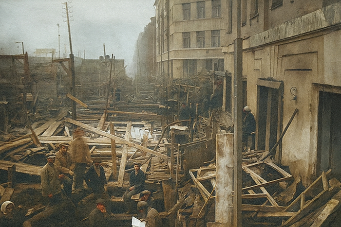 Строительство первой линии метро на Кропоткинской площади, около 1932–1934