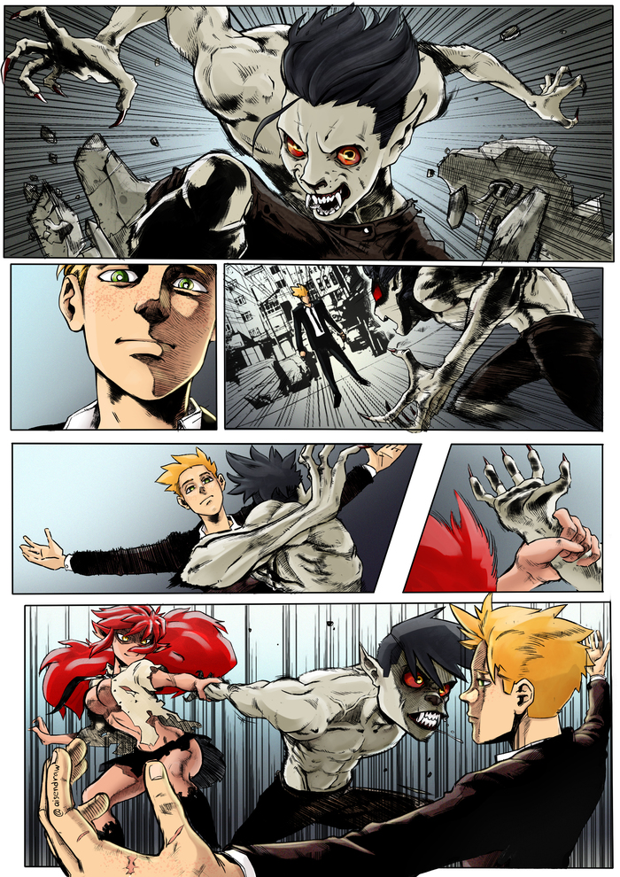 Страница из моей так никогда и не законченной Манги "Красный Зверь Яджикон"