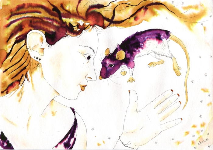 Чернила распадающиеся с блеском и без, линер, бумага. А4.