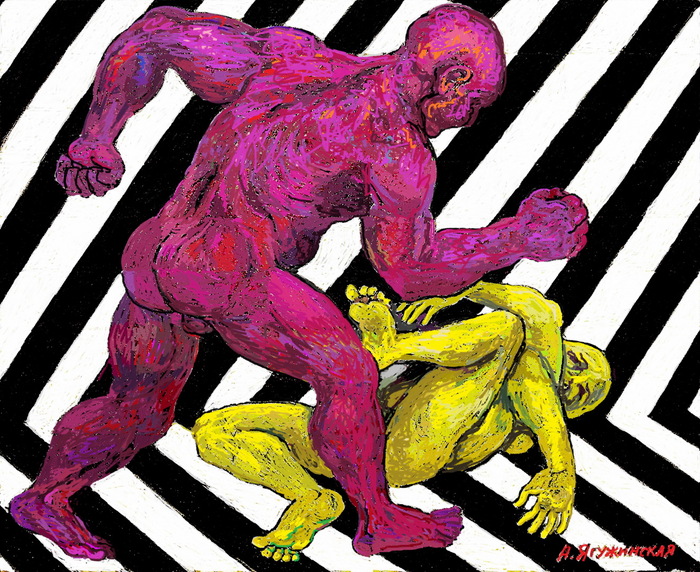 Анна Ягужинская картина "Сильный бьёт слабого"