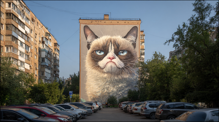 Мурал с Grumpy Cat