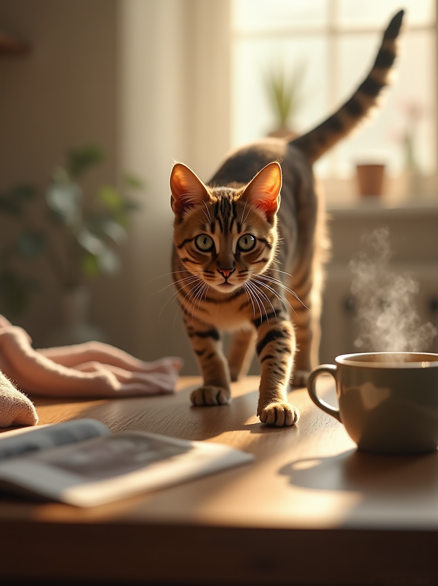 Morning coffee! - Neural network art, cat, Coffee