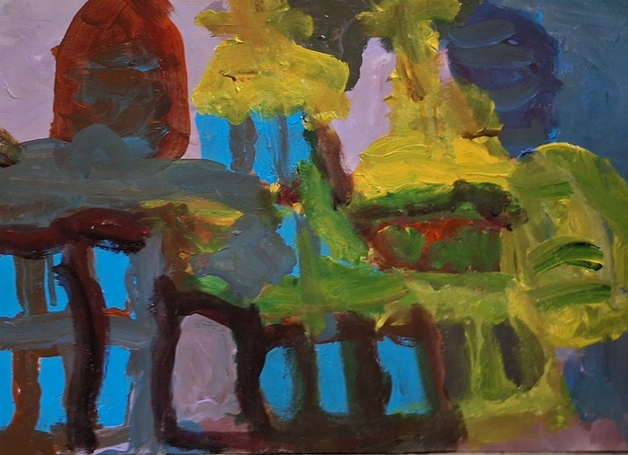 Кудымкар перед посвящением пасхи.  Акрил бумага.  На картине изображен Свято-Никольский кафедральный собор