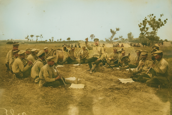 Виктор Булла. Русско-японская война. Военный оркестр в поле. 1904 год.