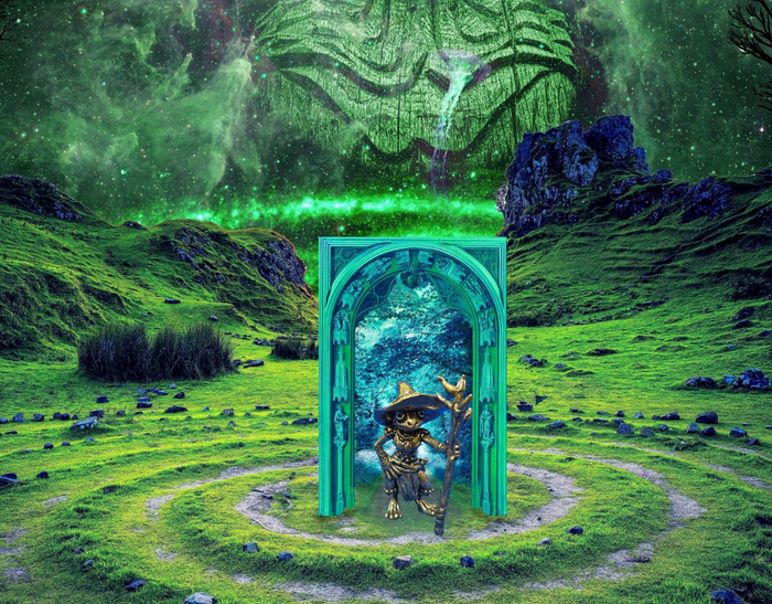 Маг сколдавав волшебный круг, прошёл в пространство между мирами, и очутился в невероятном месте.