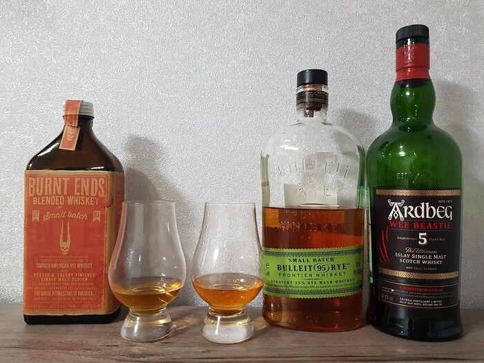 American Rye whiskey  Isla Peat whisky:  